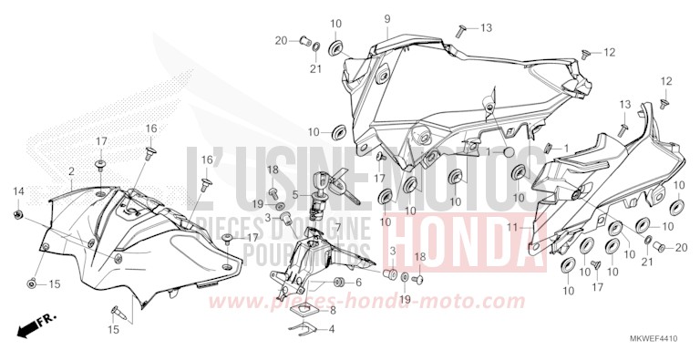 CACHE CENTRAL/COUVERCLE de NC750X "Méca" FIGHTING RED (R134) de 2025